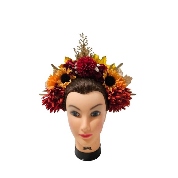 Sunflower headdress Large flower crown Summer flower crown Boho festival crown - Picture 1 of 8